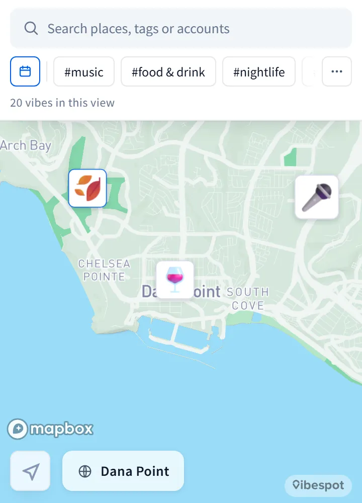 Preview of the live map showing everything happening in Dana Point over the next 7 days